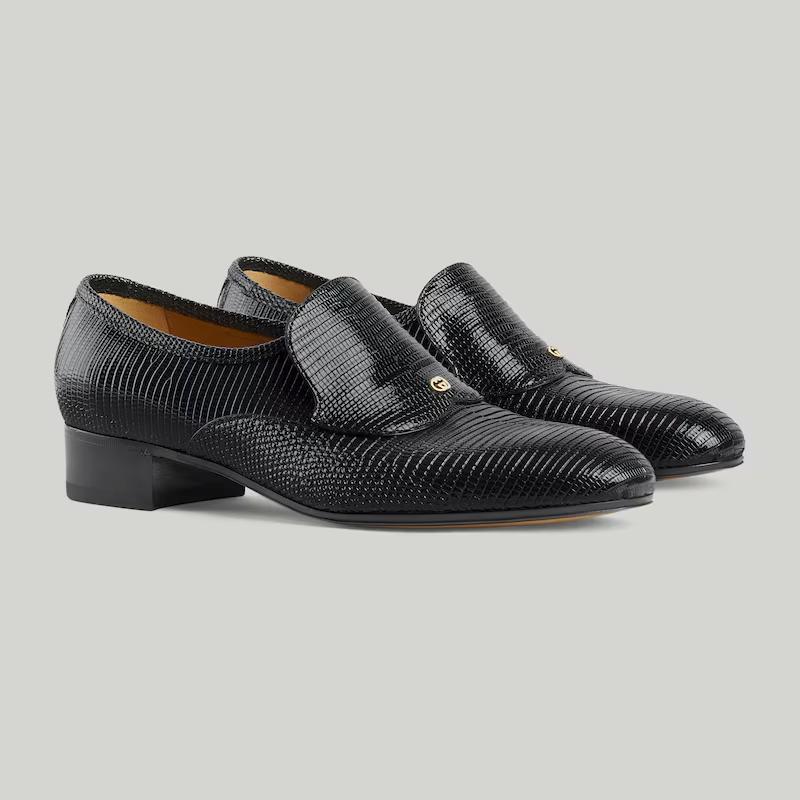 Giày Gucci Lizard Loafer Nam Đen