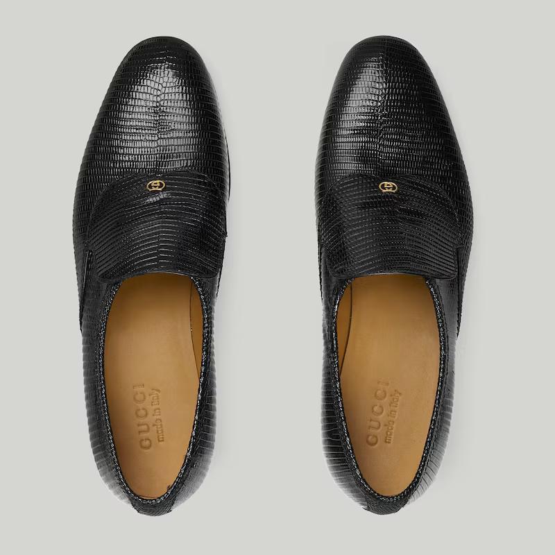 Giày Gucci Lizard Loafer Nam Đen