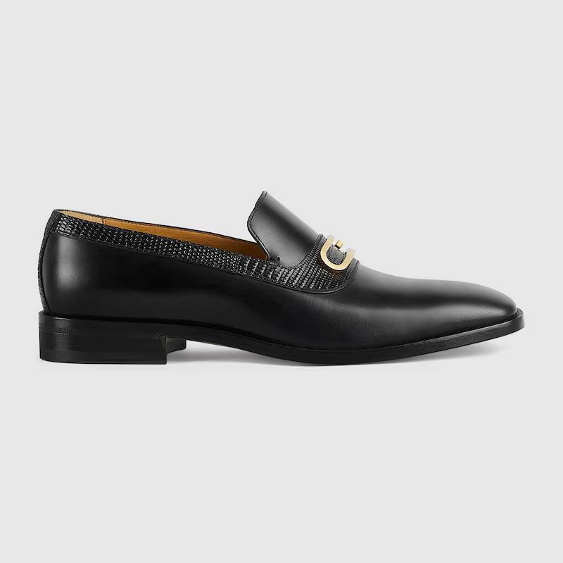 Giày Gucci Loafer With Geometric G Nam Đen