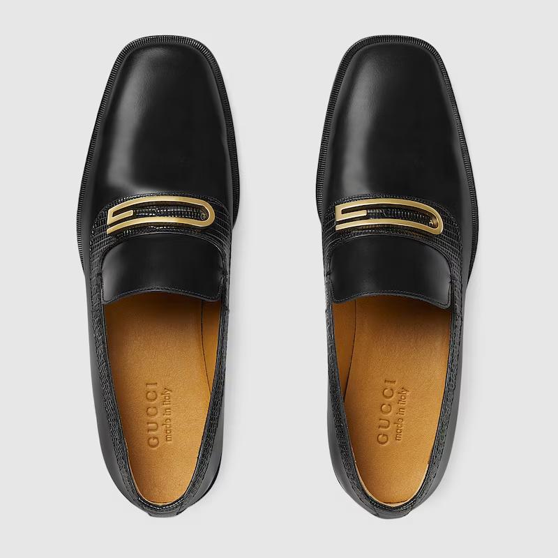 Giày Gucci Loafer With Geometric G Nam Đen