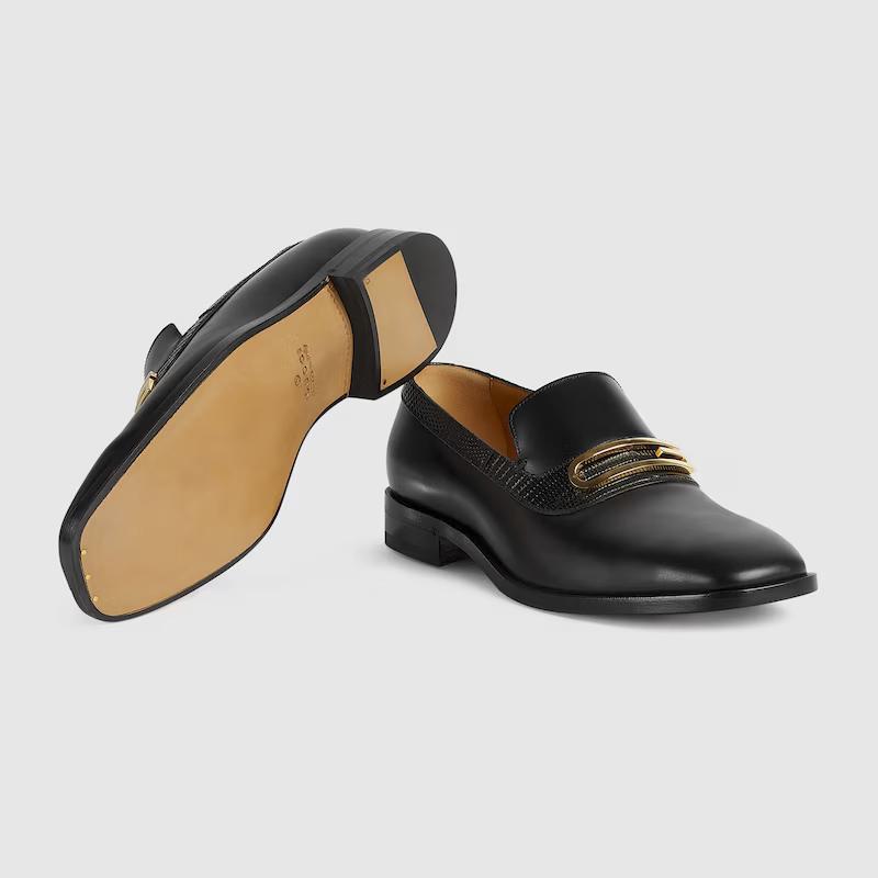 Giày Gucci Loafer With Geometric G Nam Đen