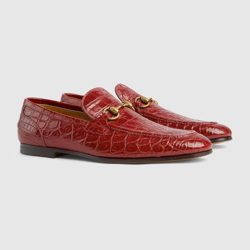 Giày Gucci Jordaan Crocodile Loafer Nam Đỏ