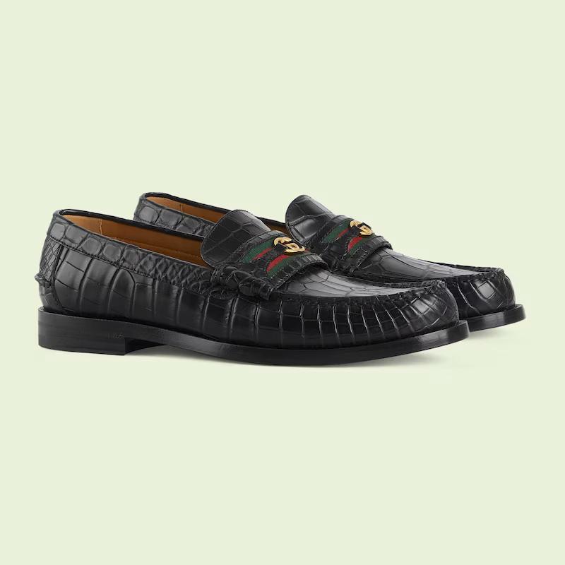 Giày Gucci Men's Crocodile Loafer Nam Đen