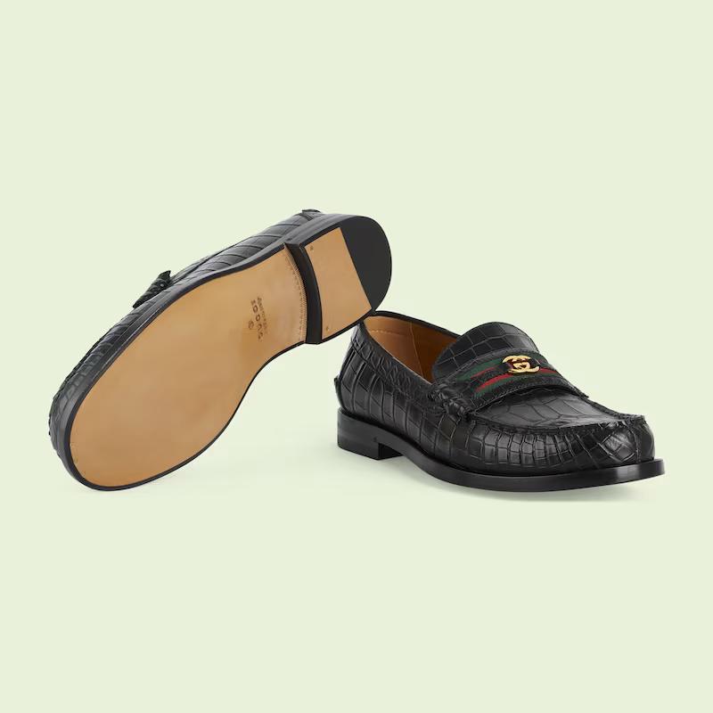 Giày Gucci Men's Crocodile Loafer Nam Đen