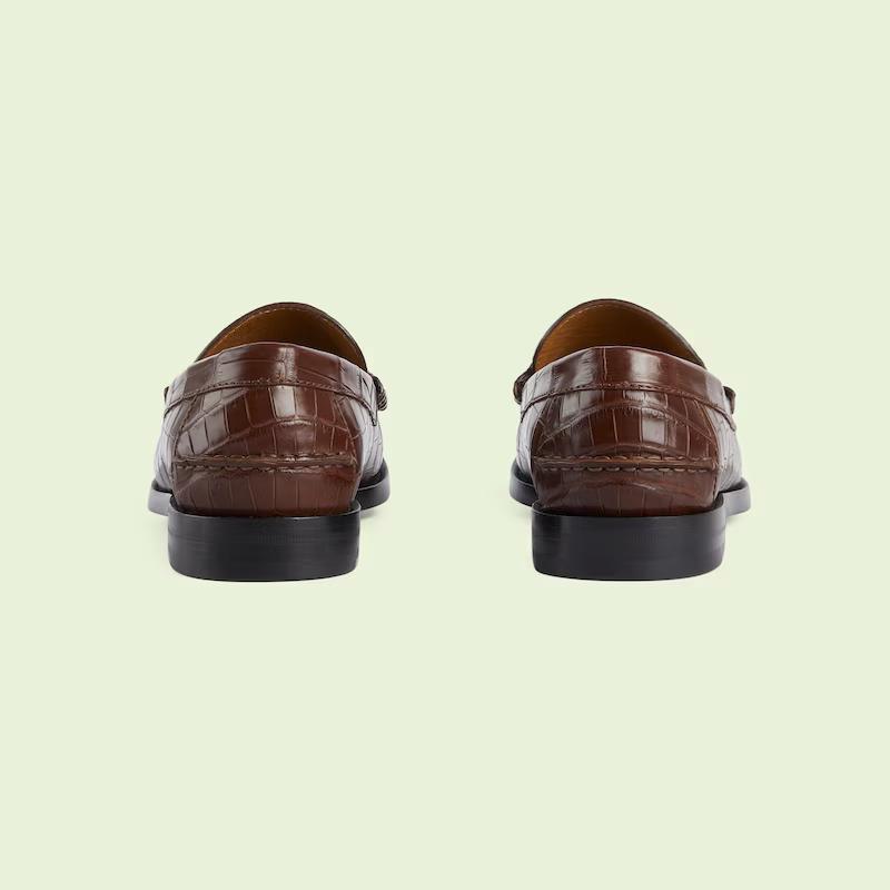 Giày Gucci Crocodile Loafer Nam Nâu