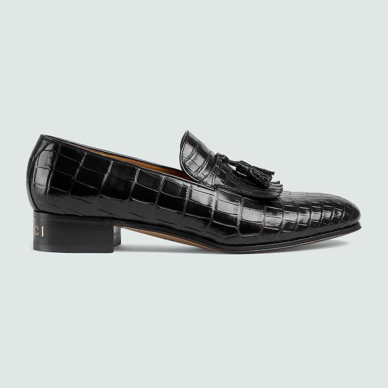 Giày Gucci Crocodile Loafer Nam Đen