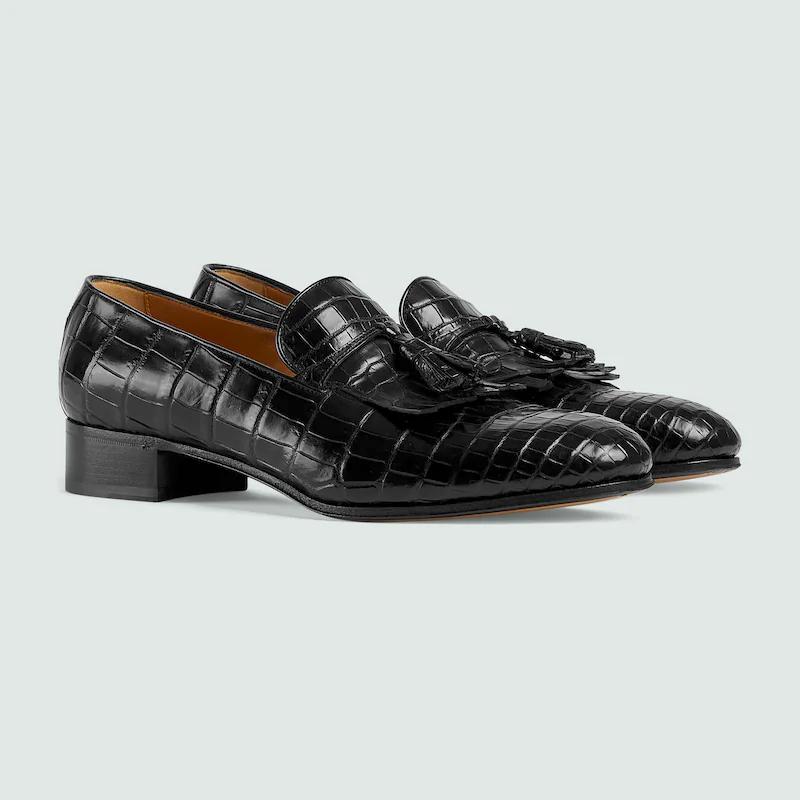 Giày Gucci Crocodile Loafer Nam Đen