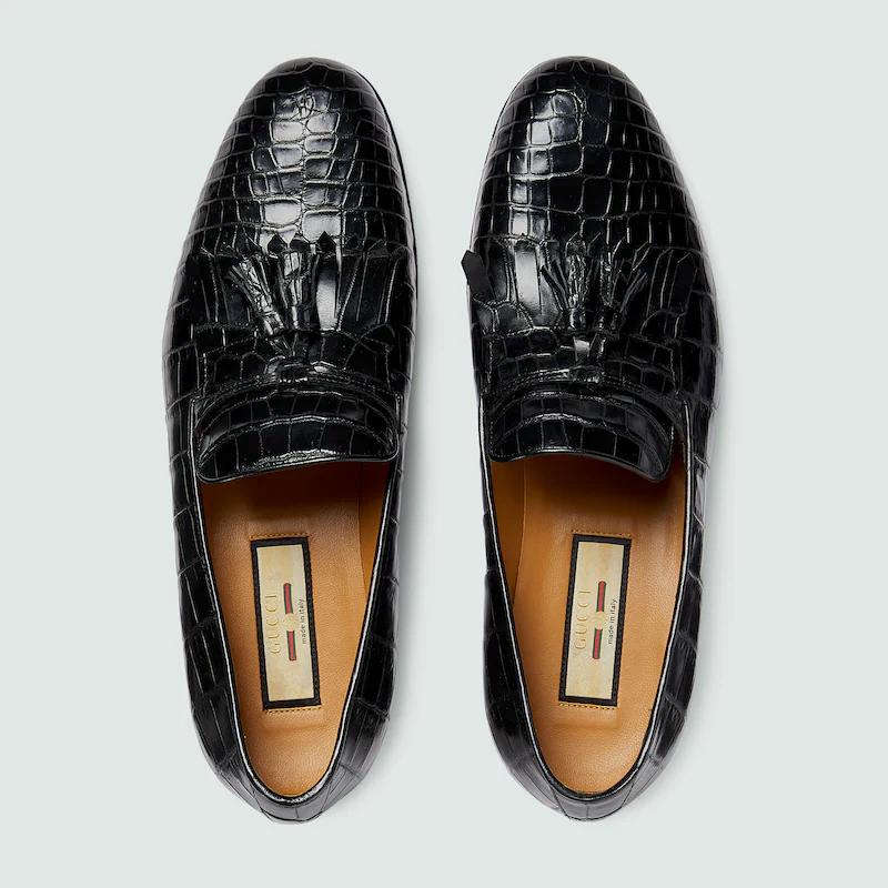 Giày Gucci Crocodile Loafer Nam Đen