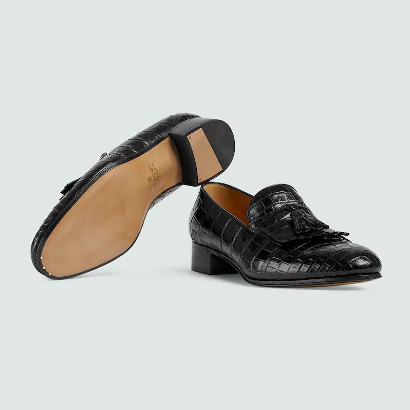 Giày Gucci Crocodile Loafer Nam Đen