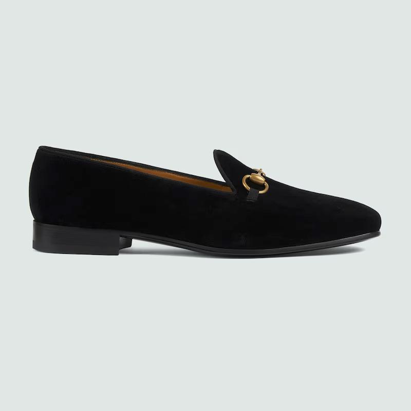 Giày Gucci Men's Loafer With Horsebit Nam Đen Nhung