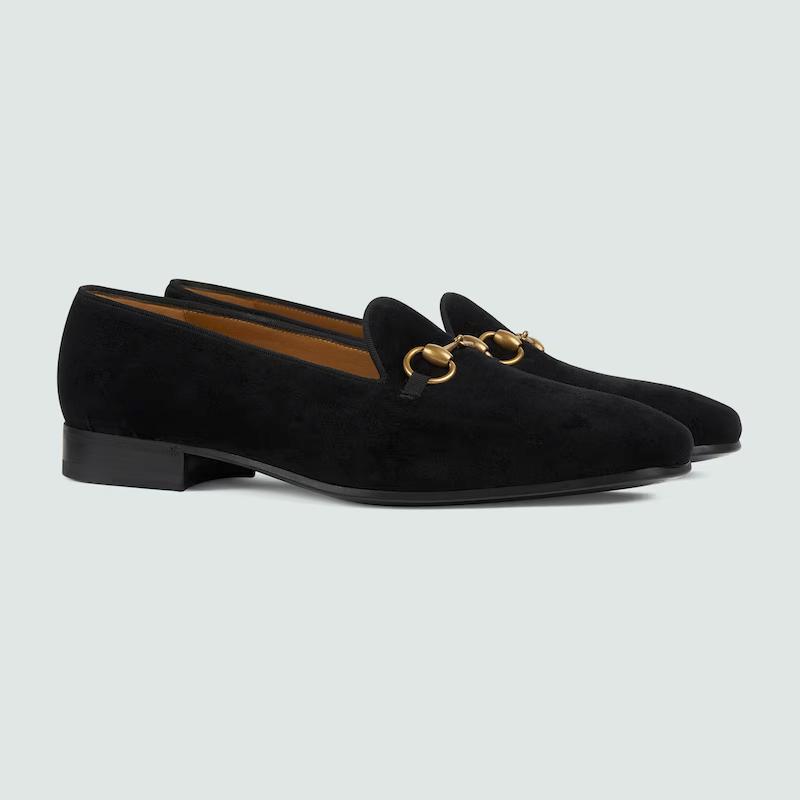 Giày Gucci Men's Loafer With Horsebit Nam Đen Nhung