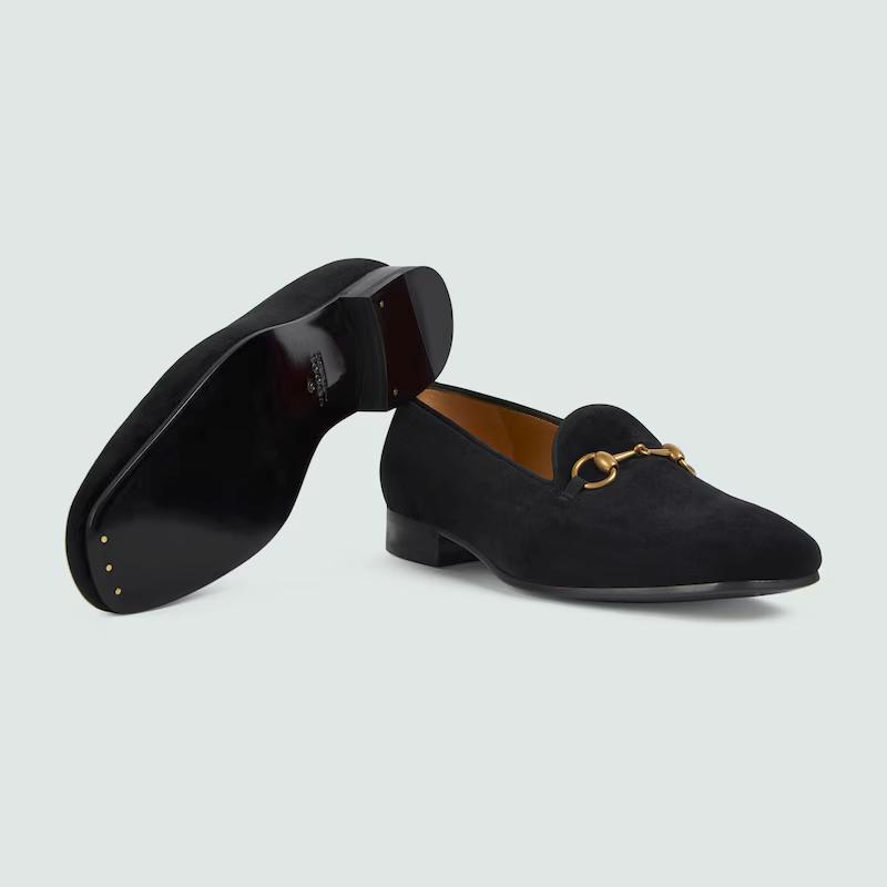 Giày Gucci Men's Loafer With Horsebit Nam Đen Nhung