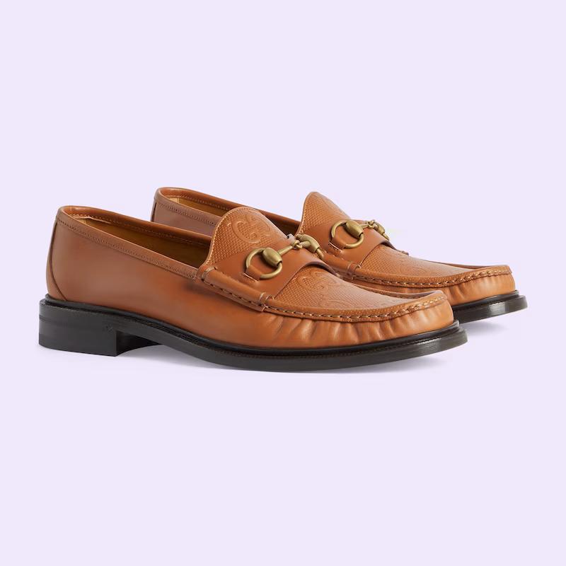 Giày Gucci Men'S Loafer With Horsebit Nam Nâu Đậm