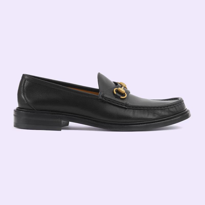 Giày Gucci Men's Loafer With Horsebit Nam Đen Trơn 