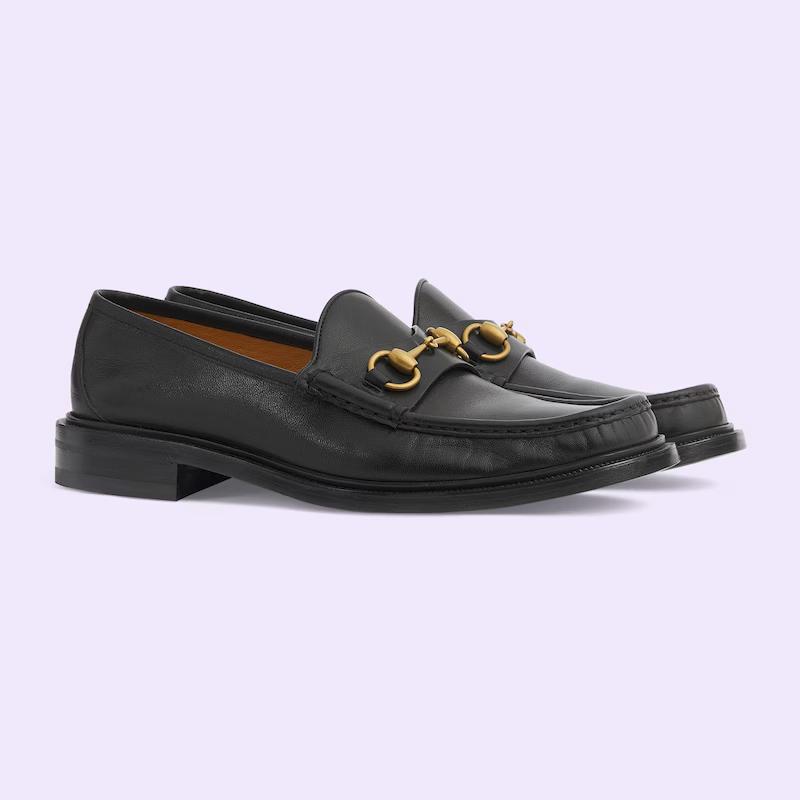 Giày Gucci Men's Loafer With Horsebit Nam Đen Trơn 