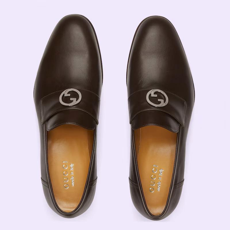 Giày Gucci Interlocking G Loafer Nam Nâu Đen