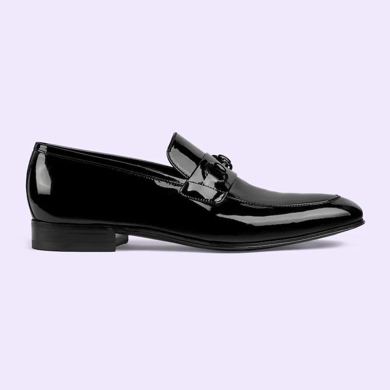 Giày Gucci Men's Loafer With Horsebit Nam Đen Bóng