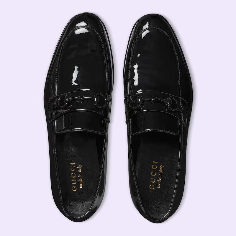 Giày Gucci Men's Loafer With Horsebit Nam Đen Bóng