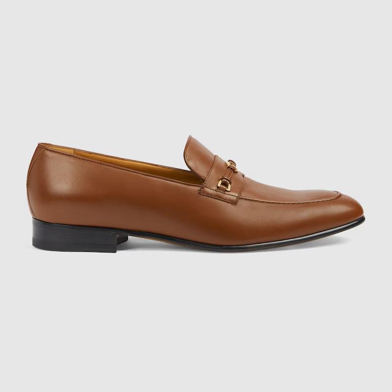 Giày Gucci Loafer With Interlocking G Nam Nâu Bò