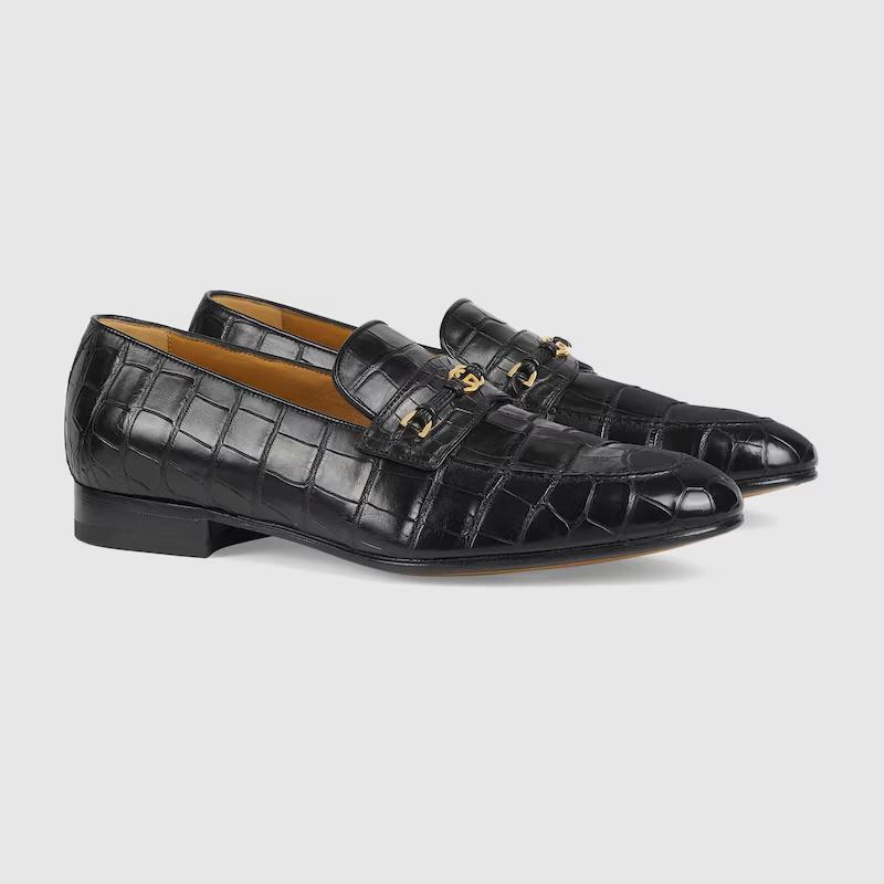 Giày Gucci Loafer With Interlocking G Nam Đen Kẻ