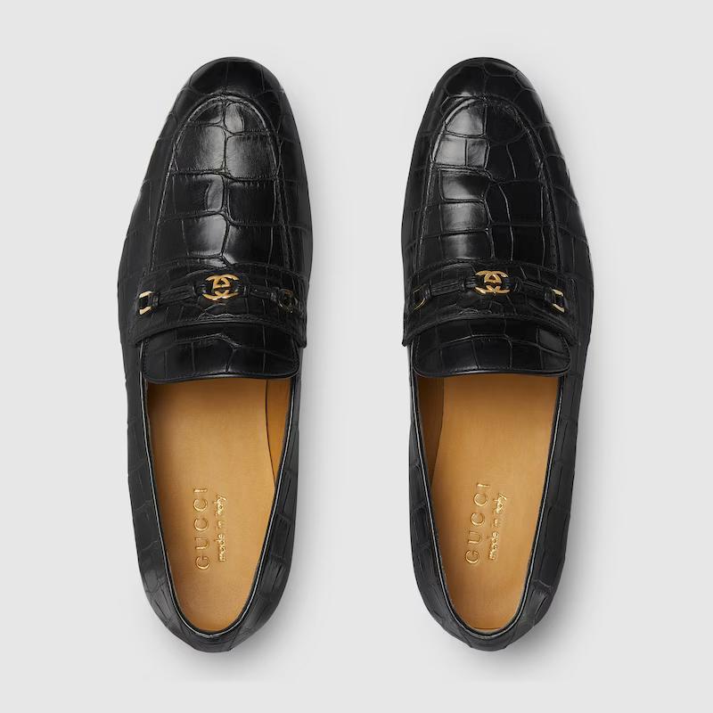 Giày Gucci Loafer With Interlocking G Nam Đen Kẻ