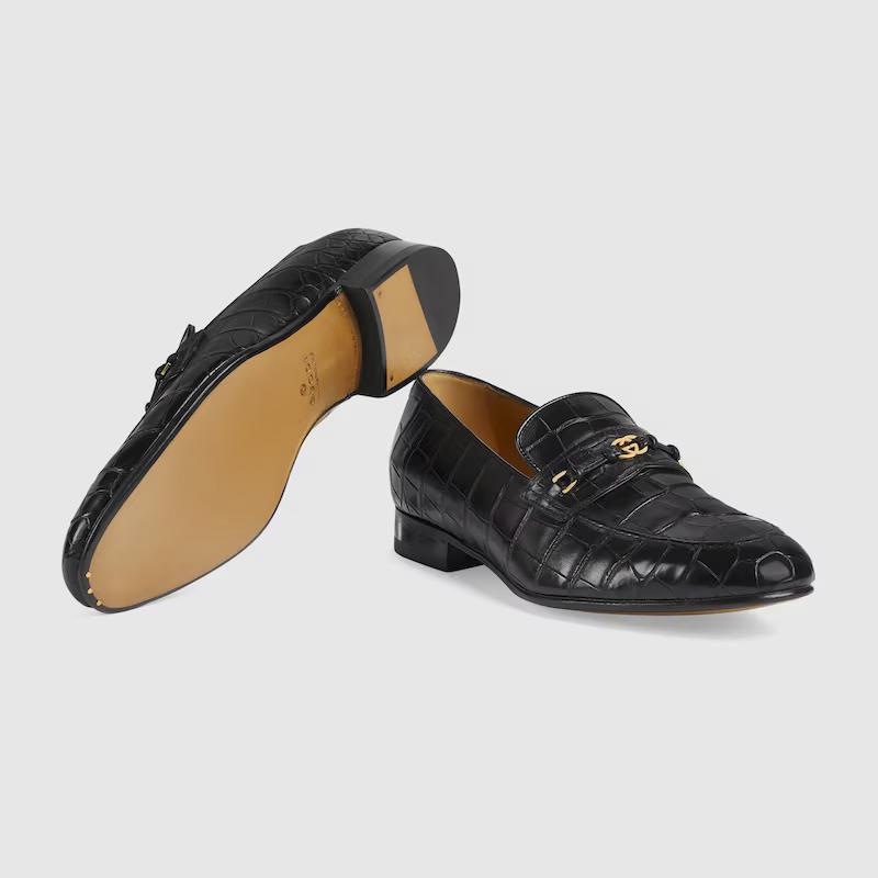 Giày Gucci Loafer With Interlocking G Nam Đen Kẻ