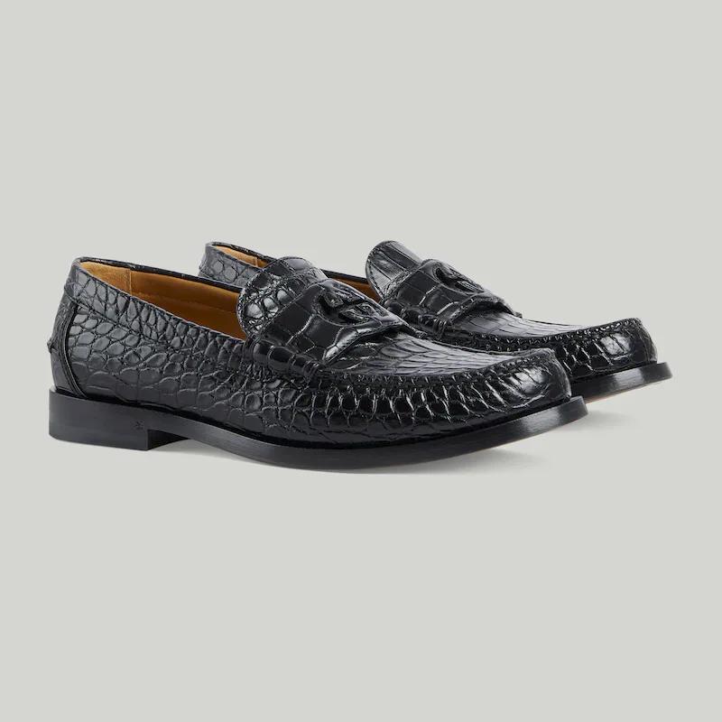 Giày Gucci Alligator Loafer Nam Đen