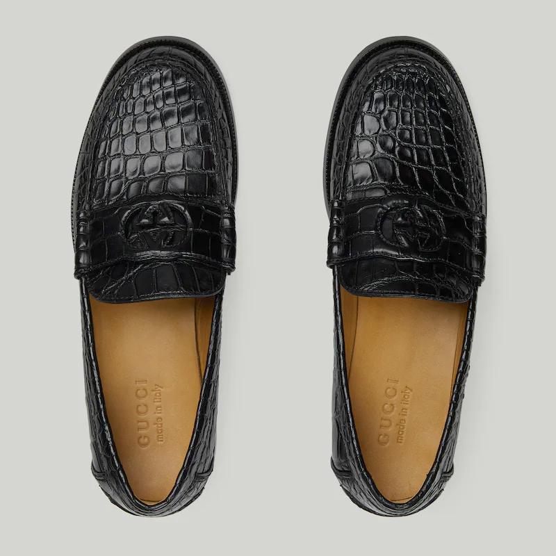 Giày Gucci Alligator Loafer Nam Đen