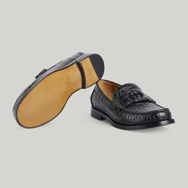 Giày Gucci Alligator Loafer Nam Đen