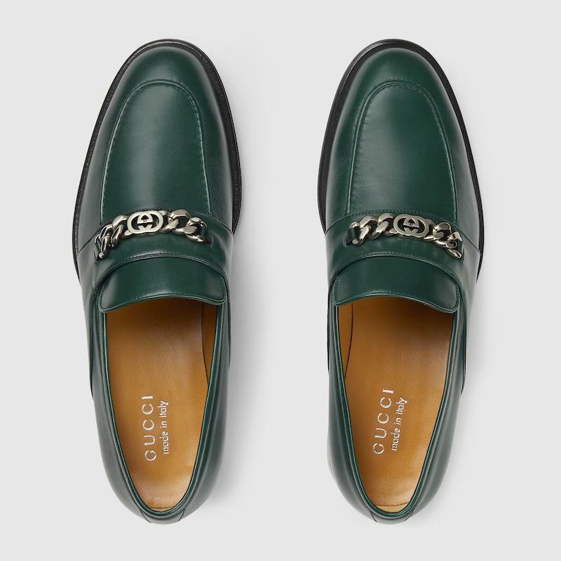 Giày Gucci Loafer With Interlocking G Nam Xanh Đậm