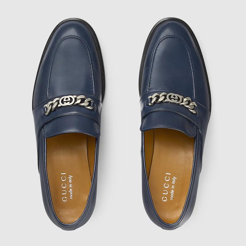 Giày Gucci Loafer With Interlocking G Nam Xanh Biển