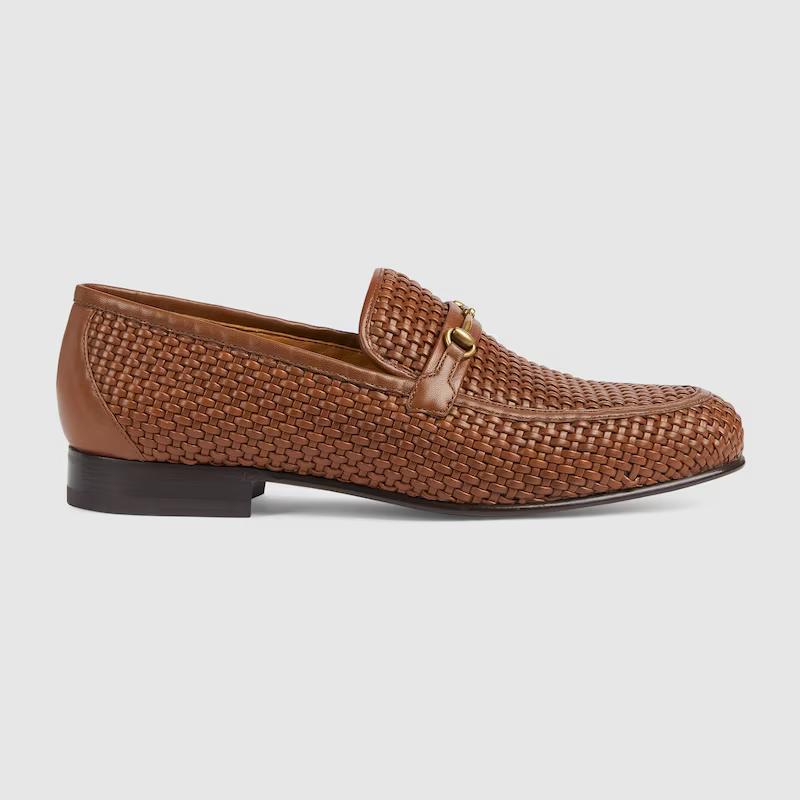 Giày Gucci Horsebit Loafer Nam Nâu Lưới