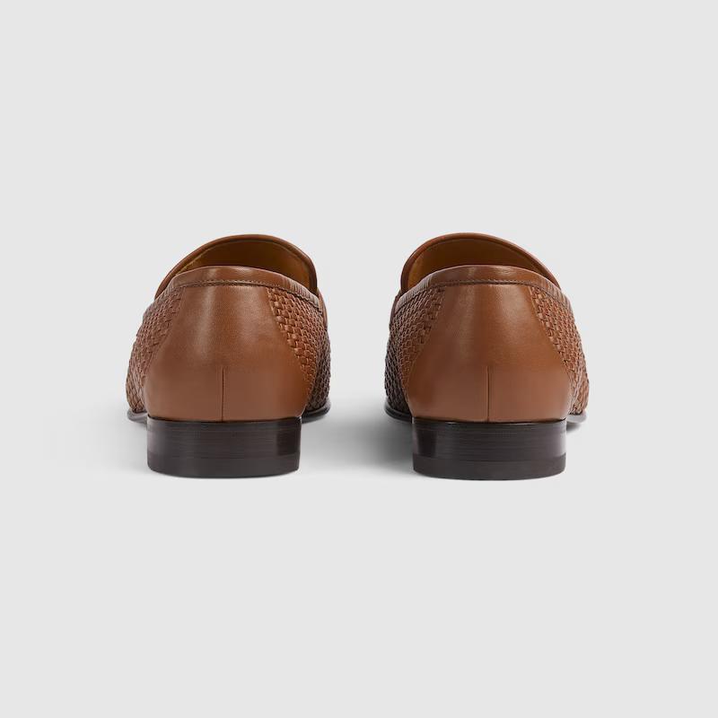 Giày Gucci Horsebit Loafer Nam Nâu Lưới