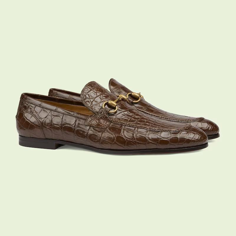 Giày Gucci Jordaan Loafer Nam Nâu Be