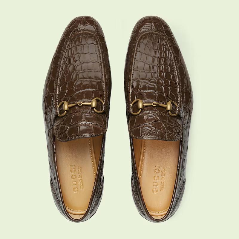 Giày Gucci Jordaan Loafer Nam Nâu Be