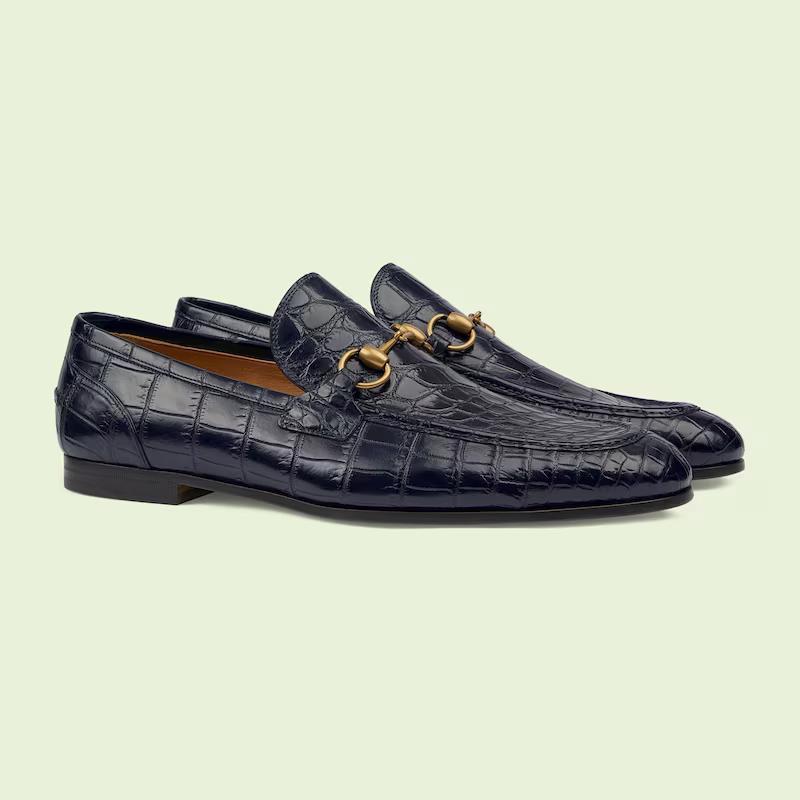 Giày Gucci Jordaan Loafer Nam Xanh Than