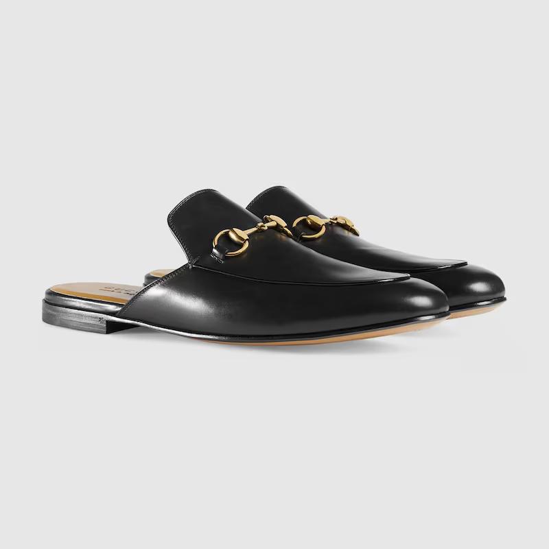 Giày Gucci Princetown Leather Slipper Nam Đen