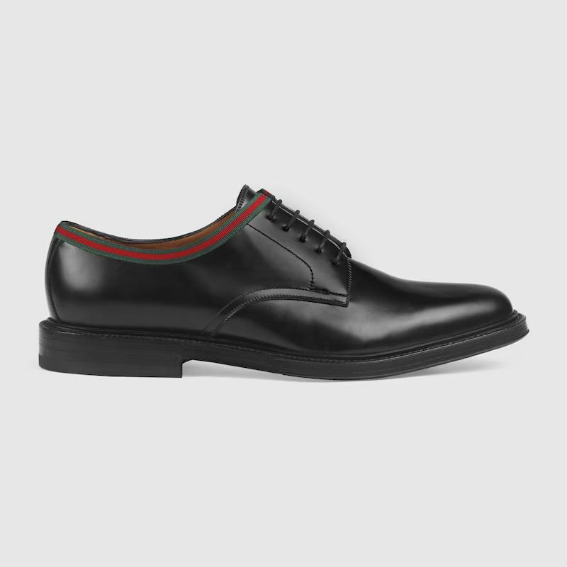 Giày Gucci Leather Lace-Up Nam Đen