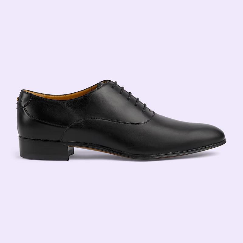 Giày Gucci Men's Lace-Up Shoe With Double G Nam Đen