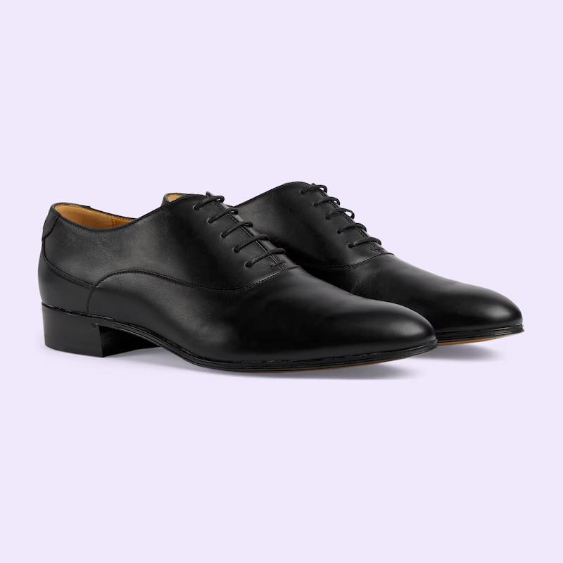 Giày Gucci Men's Lace-Up Shoe With Double G Nam Đen