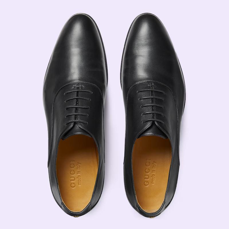 Giày Gucci Men's Lace-Up Shoe With Double G Nam Đen