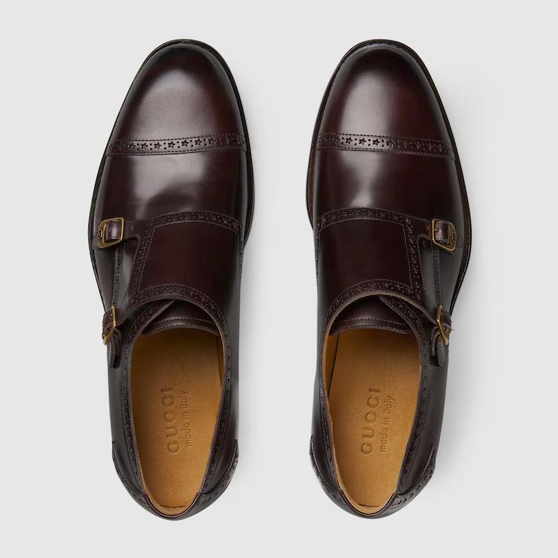 Giày Gucci Monk Strap Shoe Nam Nâu Đậm