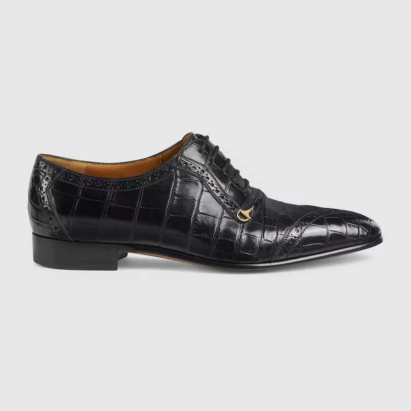 Giày Gucci Lace-Up Shoe Nam Đen Họa Tiết