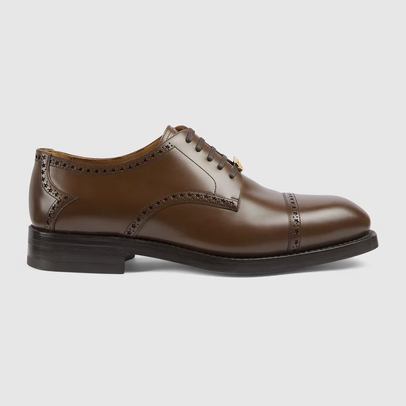 Giày Gucci Lace-Up Shoe With Brogue Details Nam Nâu