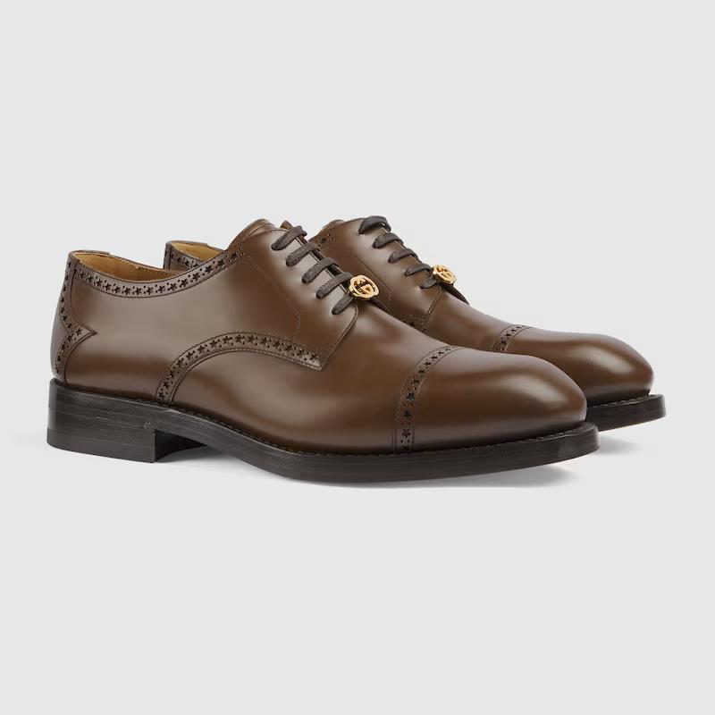 Giày Gucci Lace-Up Shoe With Brogue Details Nam Nâu