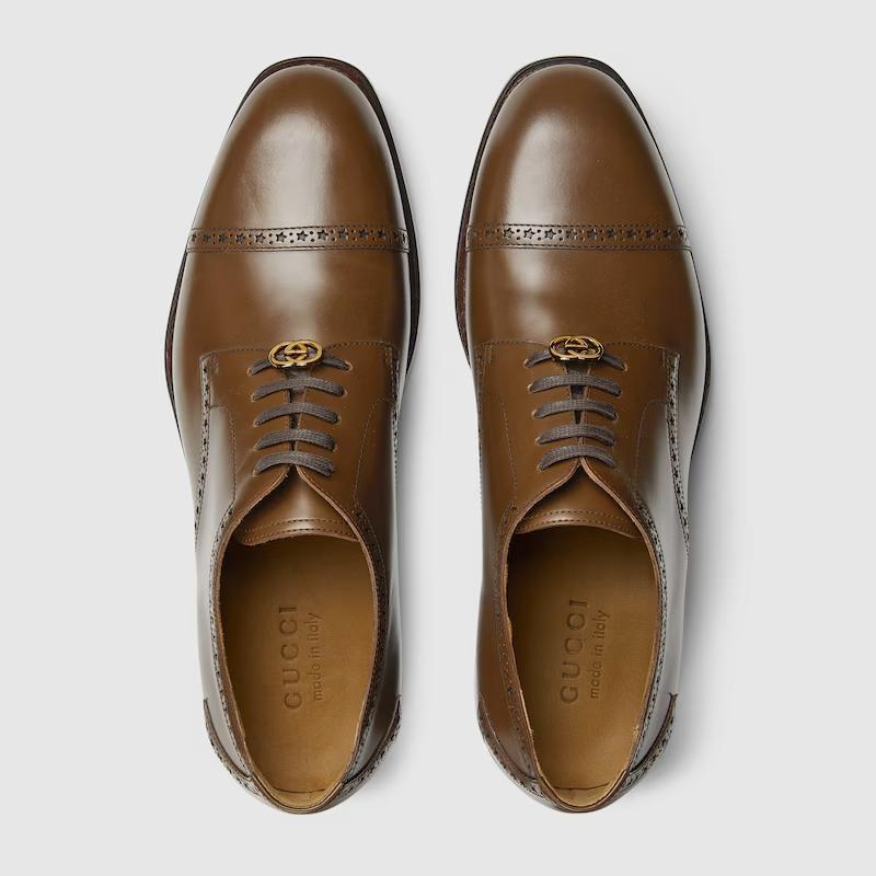 Giày Gucci Lace-Up Shoe With Brogue Details Nam Nâu