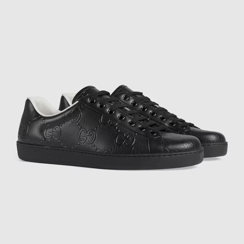 Giày Gucci Ace Gg Embossed Sneaker Nam Đen