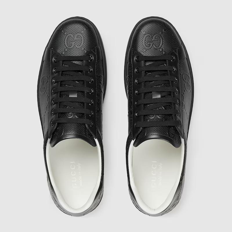 Giày Gucci Ace Gg Embossed Sneaker Nam Đen