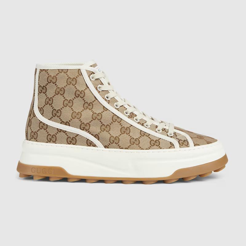 Giày Gucci Gg High Top Sneaker Nam Be Trắng