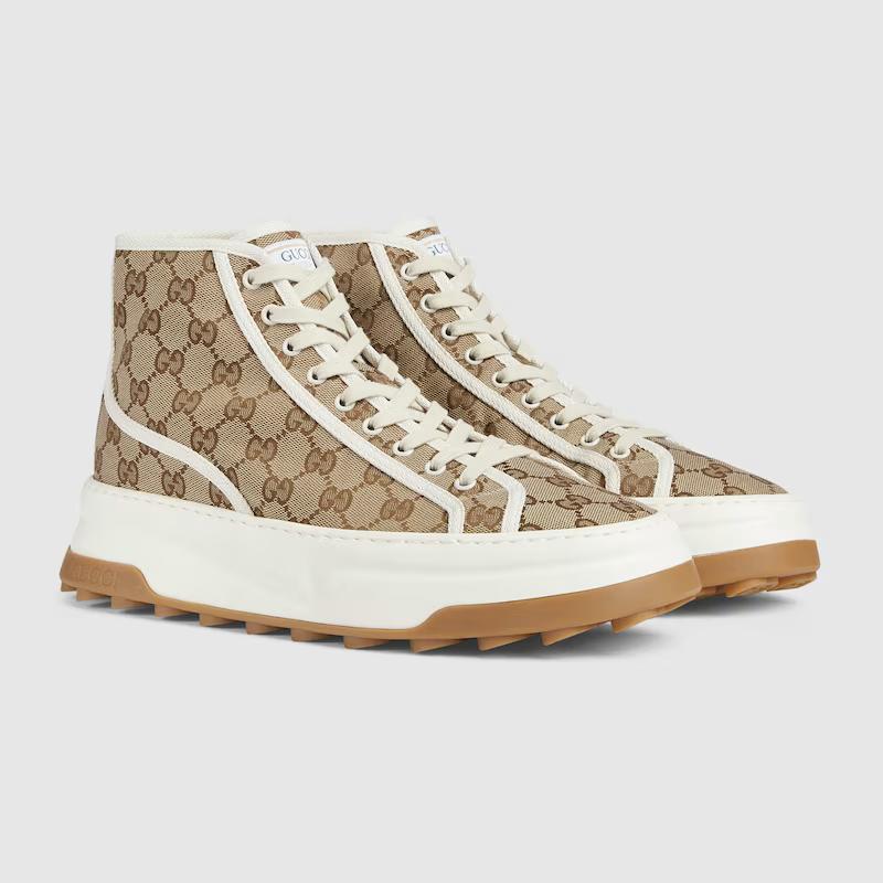 Giày Gucci Gg High Top Sneaker Nam Be Trắng